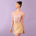 Women Pink "Marble stone" Ballet Onesies(161112846/Plie sleeve 7/Moss pink)
