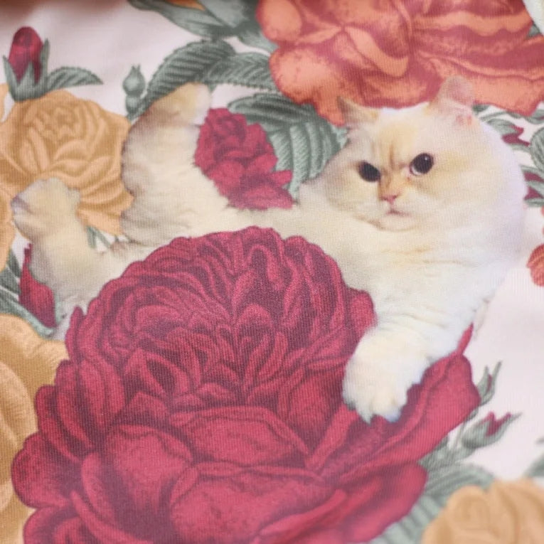 Women Beige "Peony cats" Ballet Onesies