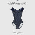 Women Navy "Victorian cats Blue green" Ballet Onesies(178543389/Plie/Navy)