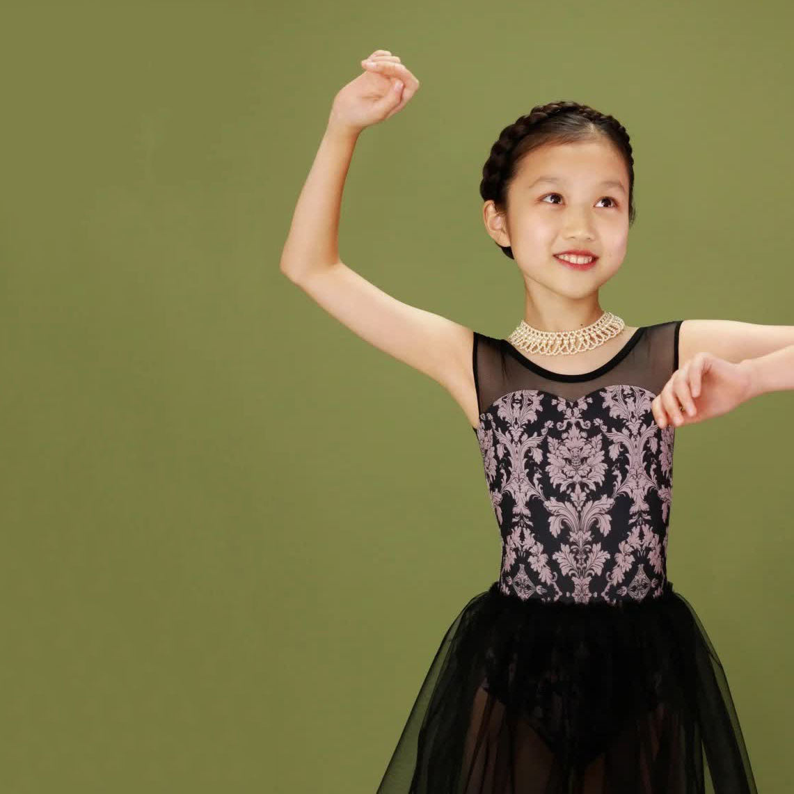 Girls Black "Victorian cats" Ballet Onesies