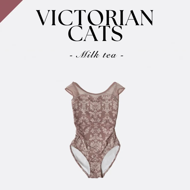Girls Dark Pink"Victorian cats Milk tea"Ballet Onesies(178561418HL/Plie/Moss pink)