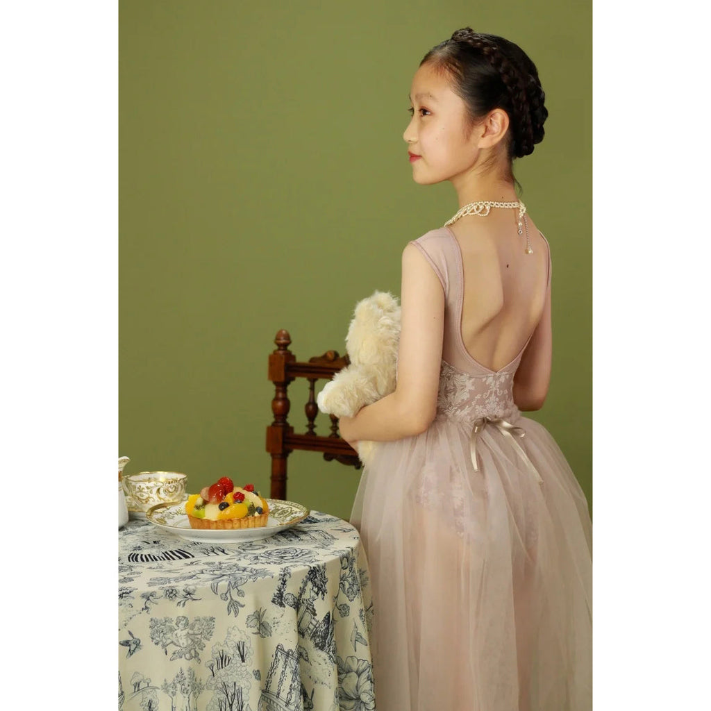 Girls Dark Pink"Victorian cats Milk tea"Ballet Onesies(178561418HL/Plie/Moss pink)