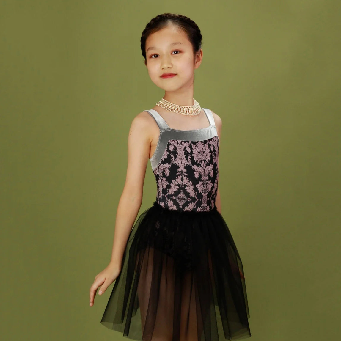 Girls Grey "Victorian Cats" Ballet Onesies