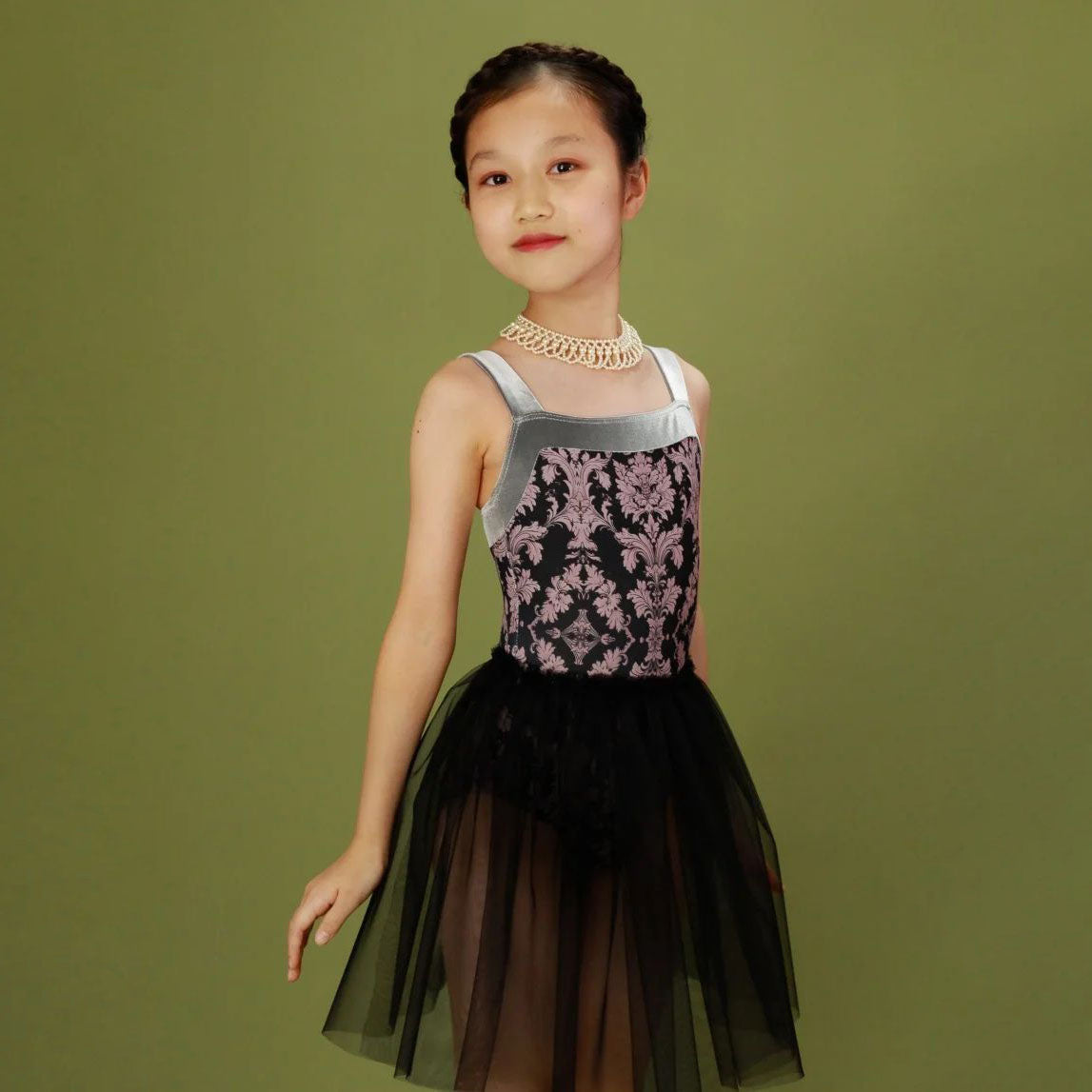Girls Black"Victorian cats Black tea/Piqué/Platina"Ballet Onesies