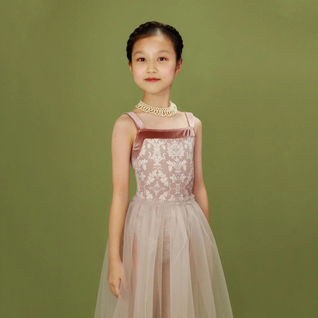 Girls Pink "Victorian cats Milk tea" Ballet Onesies