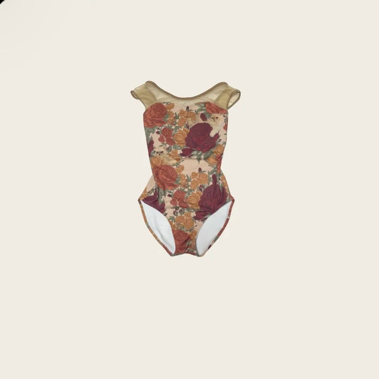 Girls Beige "Peony cats" Ballet Onesies