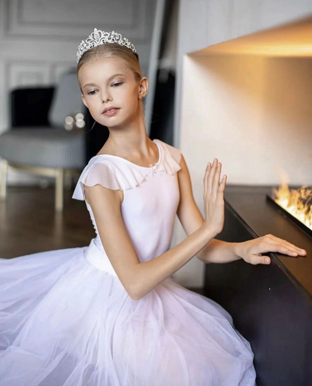 Girls White Ballet Onesies