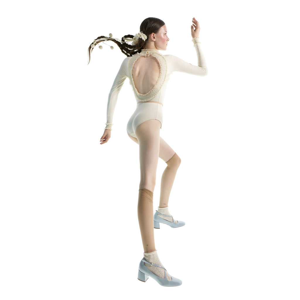 Women White "ELEANOR" Backless Ballet Onesies(181LE31VL/edelw)