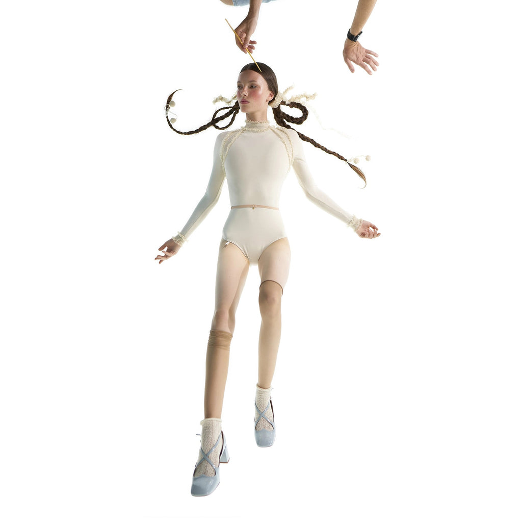 Women White "ELEANOR" Backless Ballet Onesies(181LE31VL/edelw)