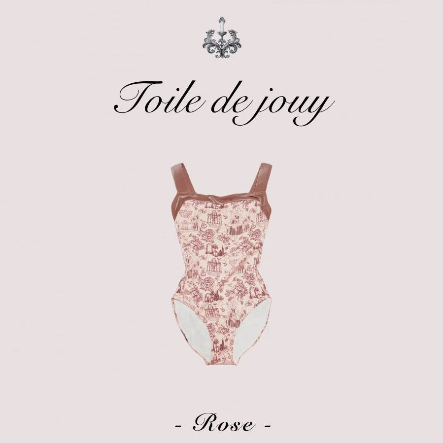 Girls Pink"Toile de Jouy Rose/Piqué/Pink"Ballet Onesies