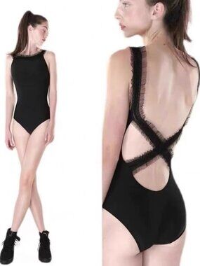 Women Black "ELEANOR" Ballet Onesies(182LE33VL/black)