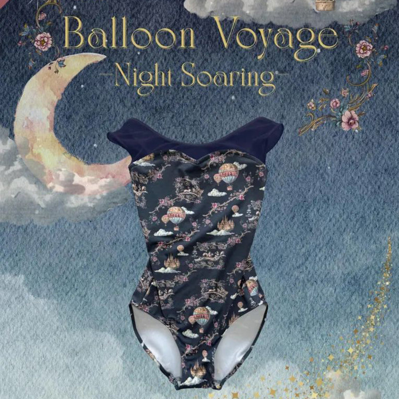 Girls Navy"Balloon Voyage"Ballet Onesies(186736968HL/Plie/Navy/Night Soaring)