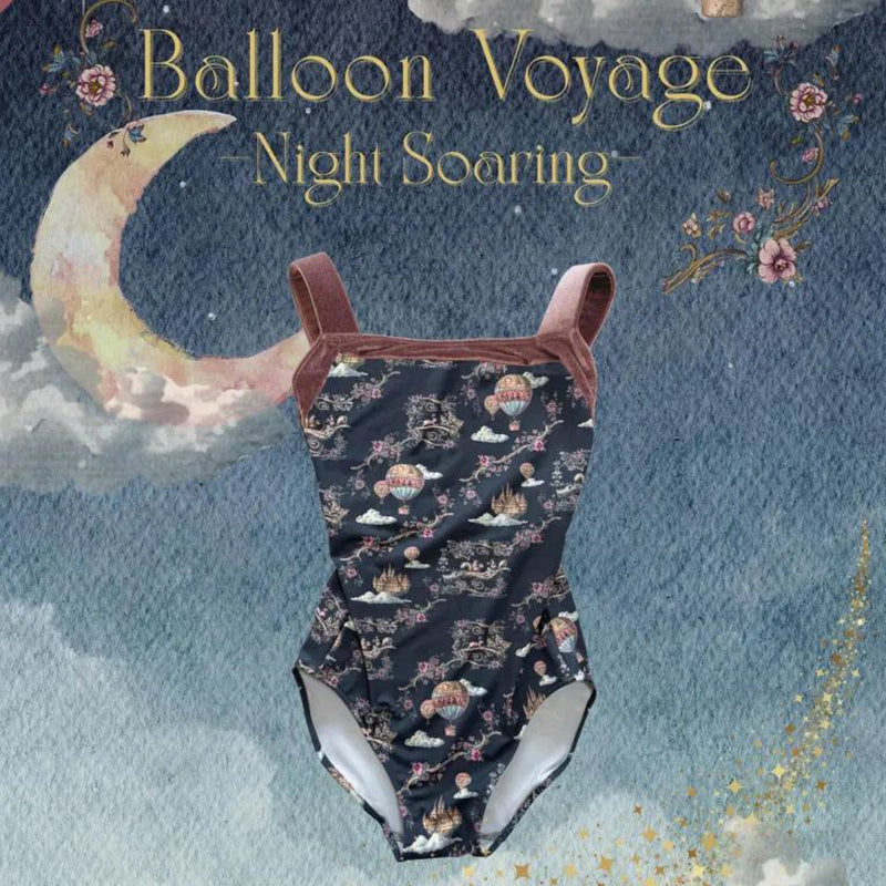Girls Navy"Balloon Voyage"Ballet Onesies(186737752/Pique/Fog pink)
