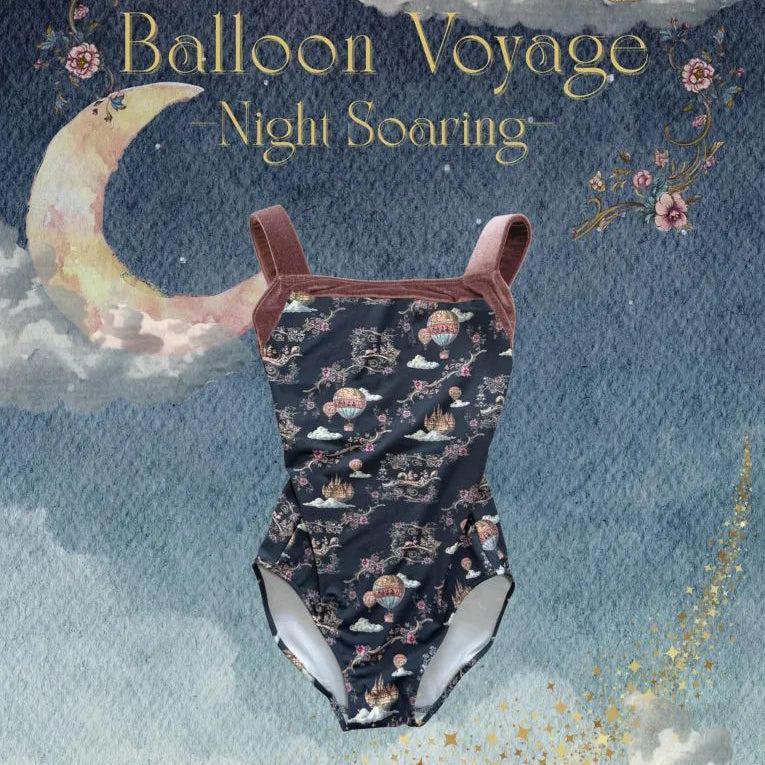 Girls Blue "Balloon Voyage -Night Soaring" Ballet Onesies(186737752/Pique/Fog pink)
