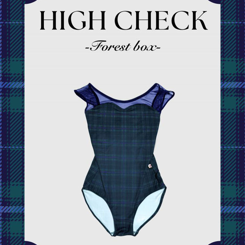 Girls Blue "High Check-Forest box" Ballet Onesies(188626787HL/Plie/Navy)