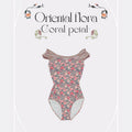 Girls Coral Floral "Oriental flora" Ballet Onesies(190030808/Plie/Moss pink/Coral petal)