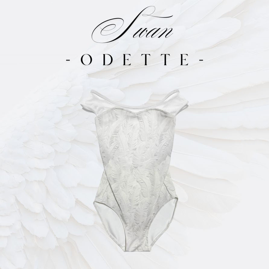 Girls White Feather "Swan-Odette" Ballet Onesies(190208120HL/Plie/White)