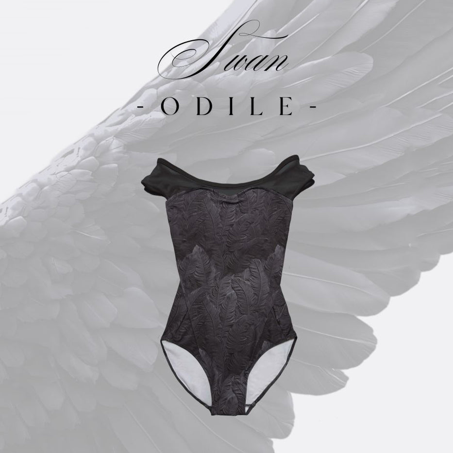 Girls Black Feather "Swan-Odile" Ballet Onesies(190208150HL/Plie/Black)