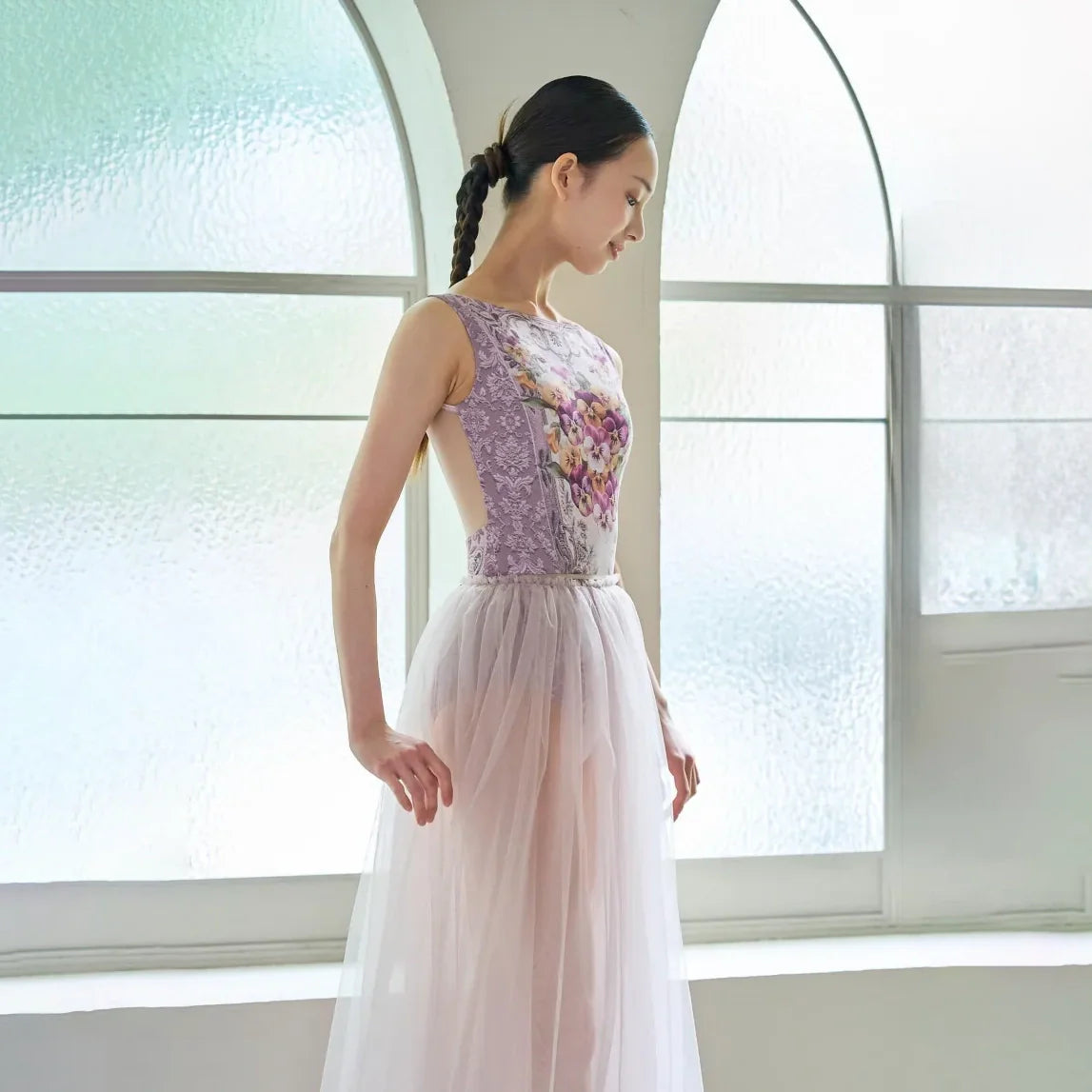 Women Pink "Secret garden-Pensee-Rose Violet" Ballet Onesies(191892005/Degage/Moss pink)