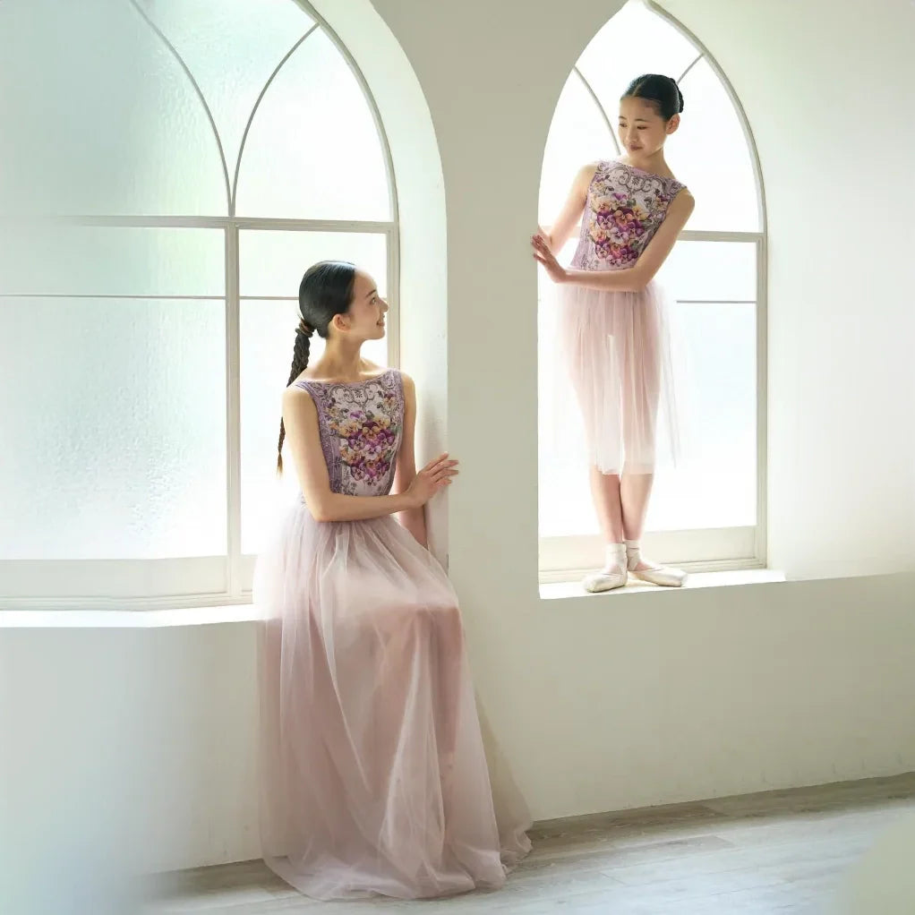 Women Pink "Secret garden-Pensee-Rose Violet" Ballet Onesies(191892005/Degage/Moss pink)