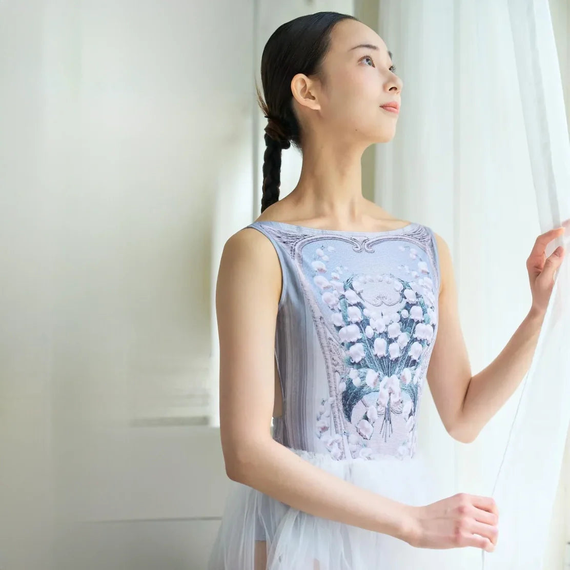 Women White "Secret garden-Muguet-Bleu Blanc" Ballet Onesies(191892174/Degage/White)