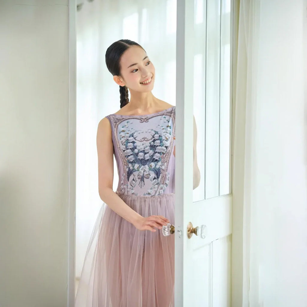 Women Moss Pink "Secret garden-Muguet-Rose Blanc" Ballet Onesies(191892194/Degage/Moss pink)