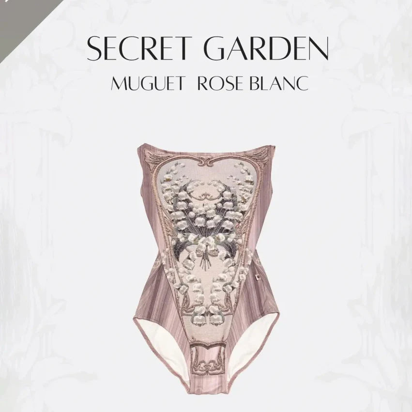 Girls Moss Pink "Secret garden-Muguet-Rose Blanc" Ballet Onesies(191892982/Degage/Moss pink)