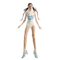 Women White Printed'ALPINE FAUNA'Choker Ballet Onesies(201LE20VL/cuniculus)
