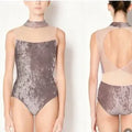 Women Light Coffee "Camila-Mesh/CV-Phantom/N-Base/Mesh-Dolce/No Lining" Ballet Onesies