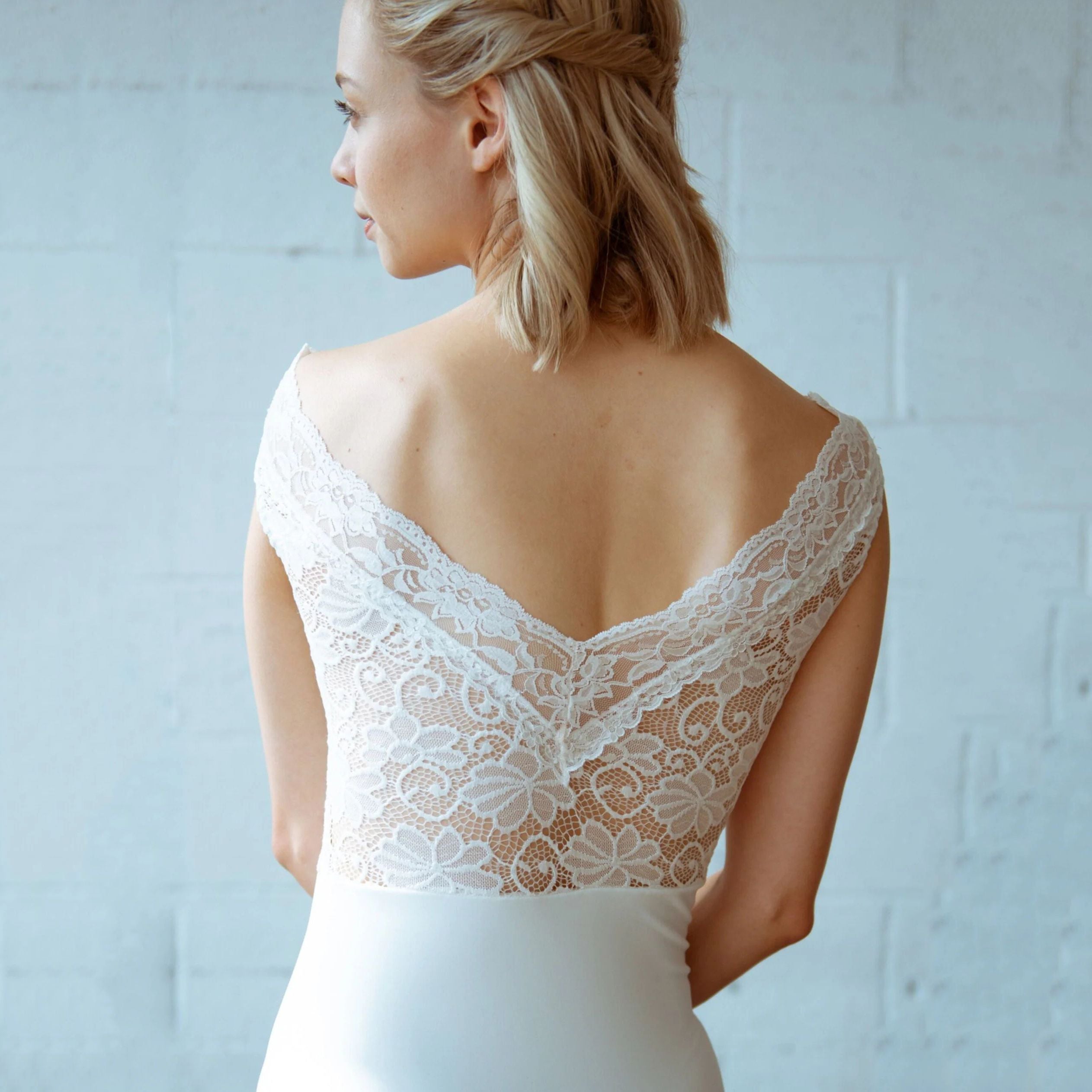 Women White Lace Ballet Onesies(2032/White)