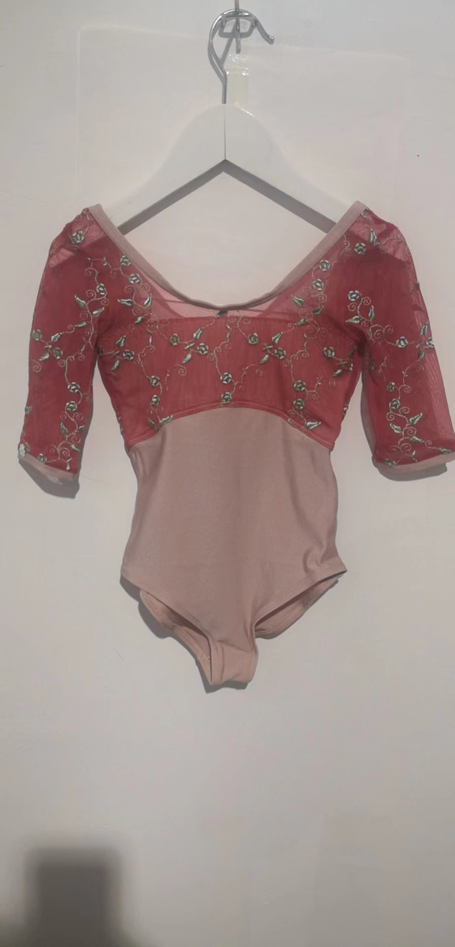 Girls Pink Embroidered Ballet Onesies