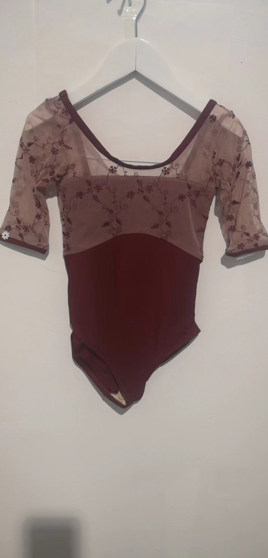 Girls Bordeaux Embroidered Ballet Onesies