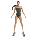 Women Black'CATavatar'Long Sleeves Ballet Onesies(231LE22VL/murk-AI)