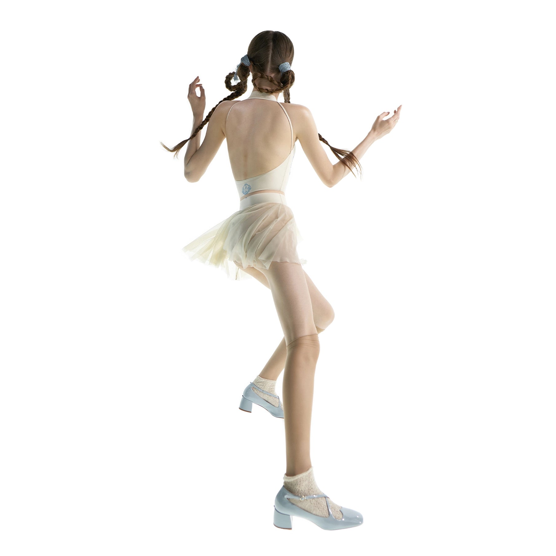 Women White "ILLUSION" Ballet Skirt(232SK04JA/edelw)