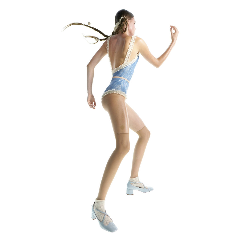 Women Blue Printed "ALPINE FLORA" Strap Ballet Onesies