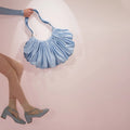 Women Light Blue'WHIPPED CREAM'Pleated Bag(35x25 cm)