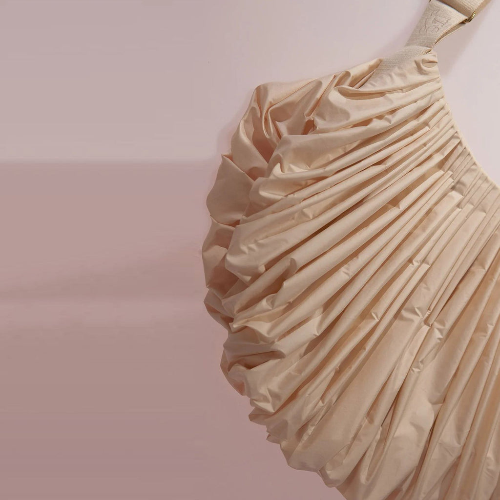 Women Beige'WHIPPED CREAM'Pleated Bag(35x25 cm)