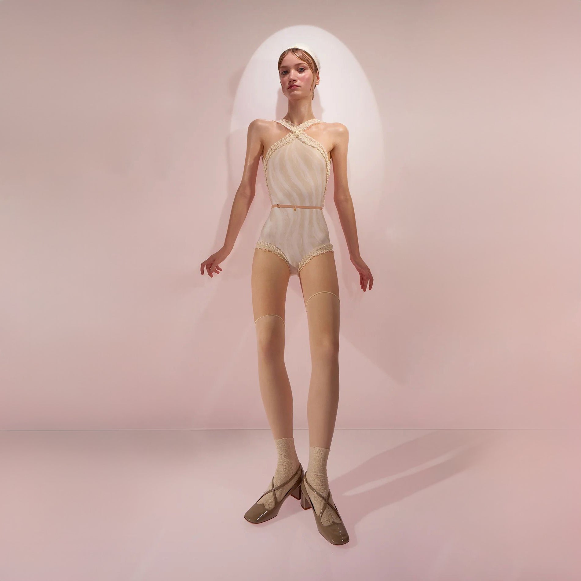 Girls Beige'CUPCAKE'Ballet Onesies(J242LE35VL/edelweiss/nude)