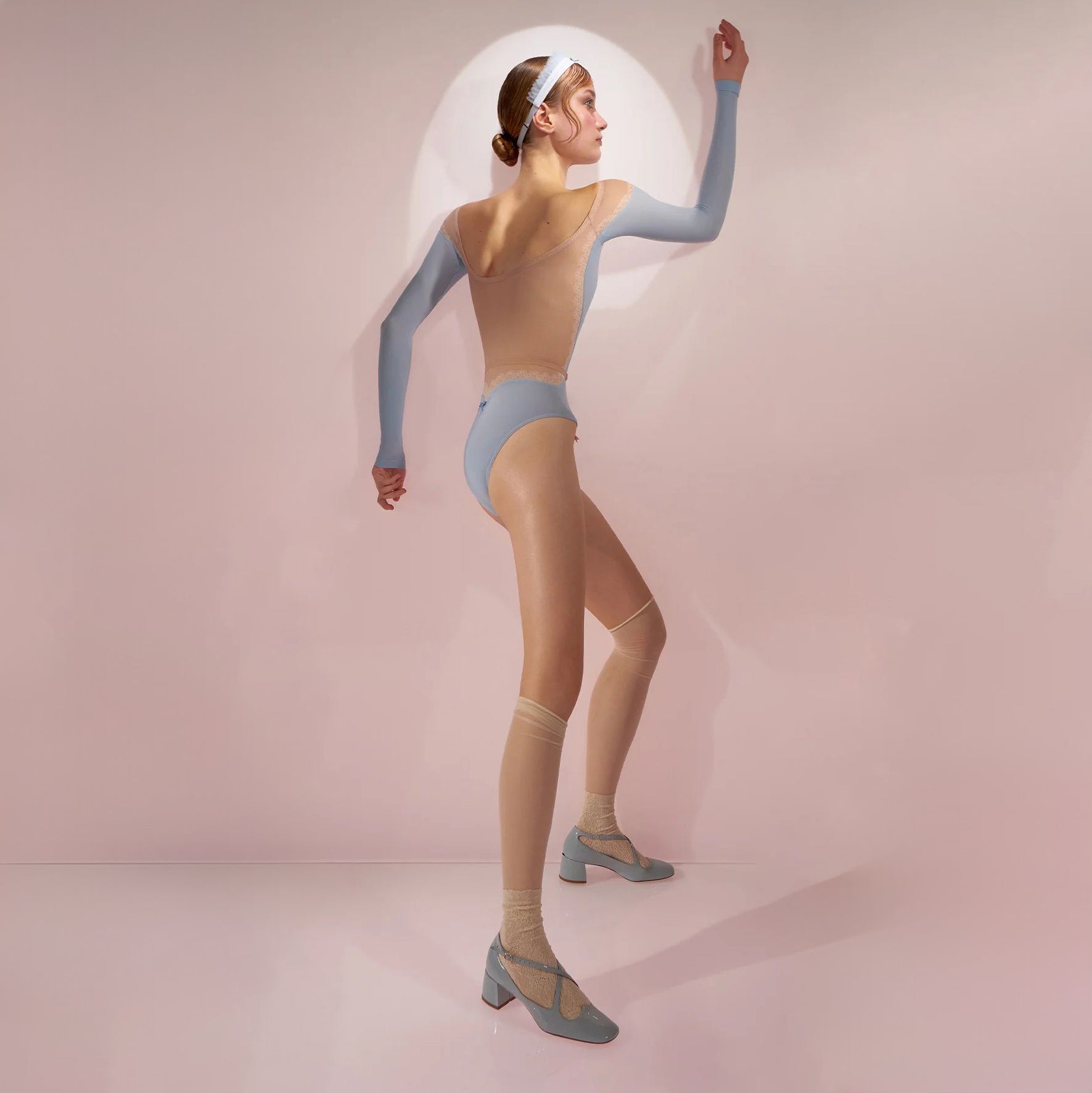 Women Blue'HOURGLASS'Long Sleeves Ballet Onesies(242LE53VC/baby blue)