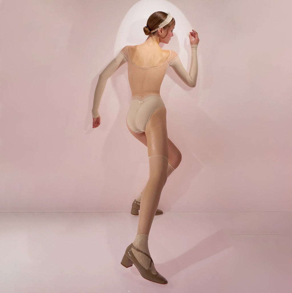 Women Beige'HOURGLASS'Long Sleeves Ballet Onesies(242LE53VC/edelweiss)