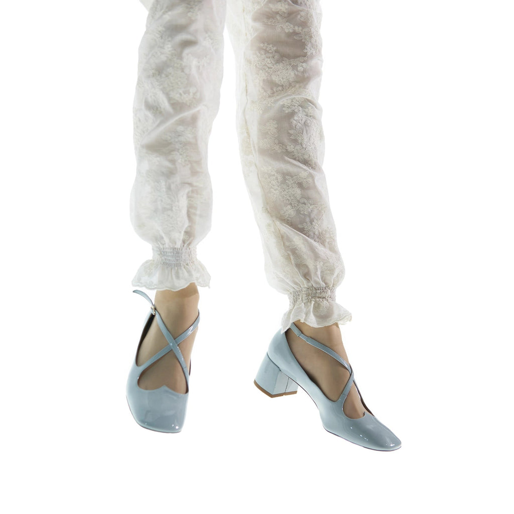 Women White "BOHO" Embroidered Ballet Trousers