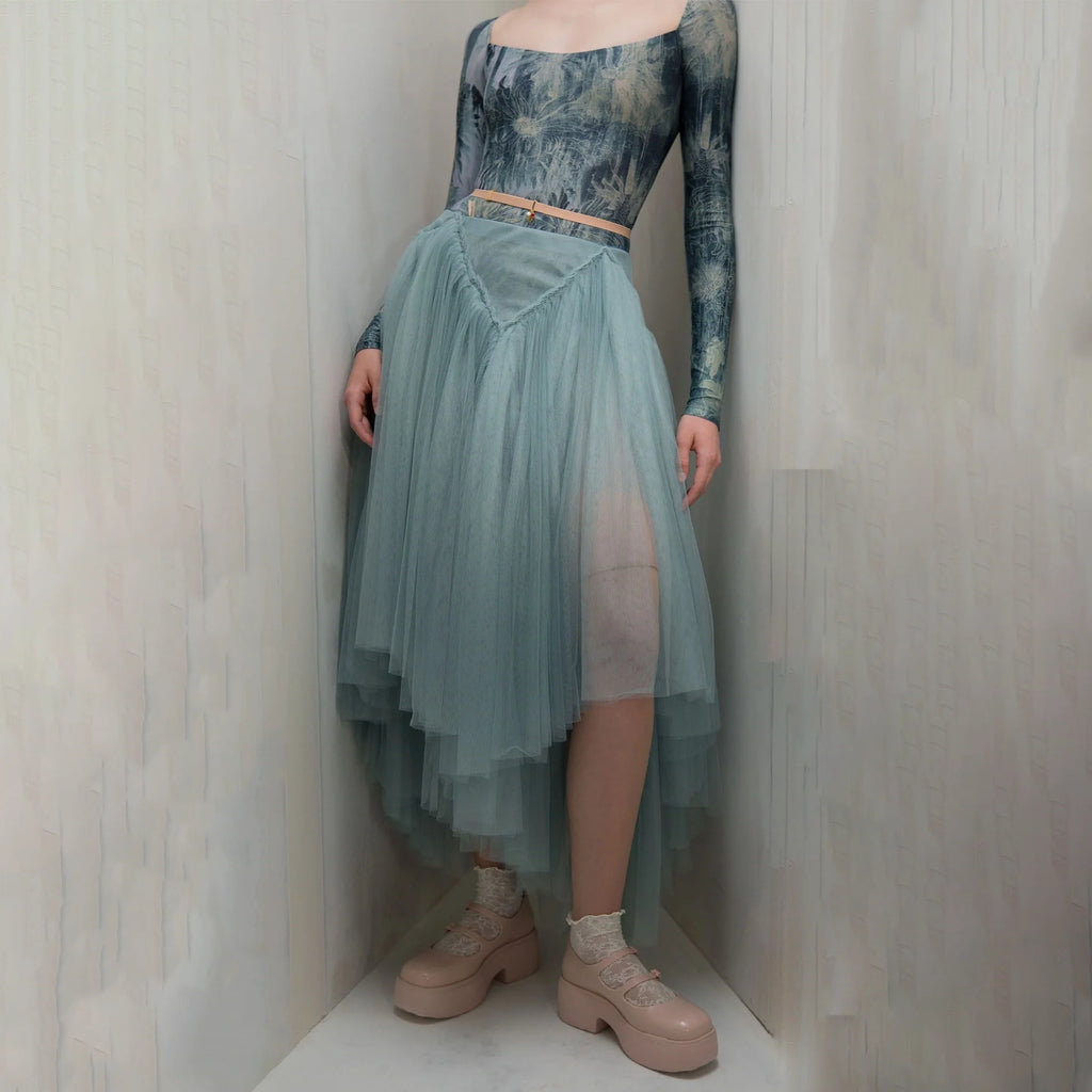 Women Misty Blue "TULLE CLOUD" Ballet Skirt(253SK62FT/misty blue)