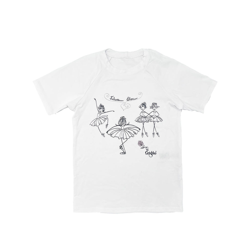 Girls White Cotton T-Shirt