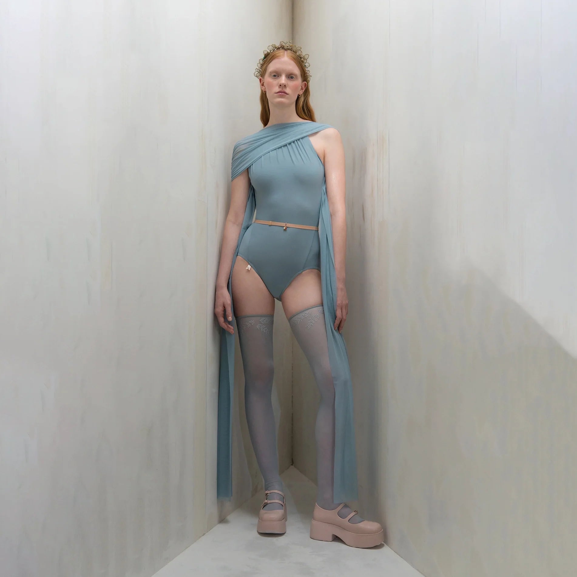 Women Misty Blue "VEIL LAISSÉ" Ballet Onesies(261LE50TM/misty blue)