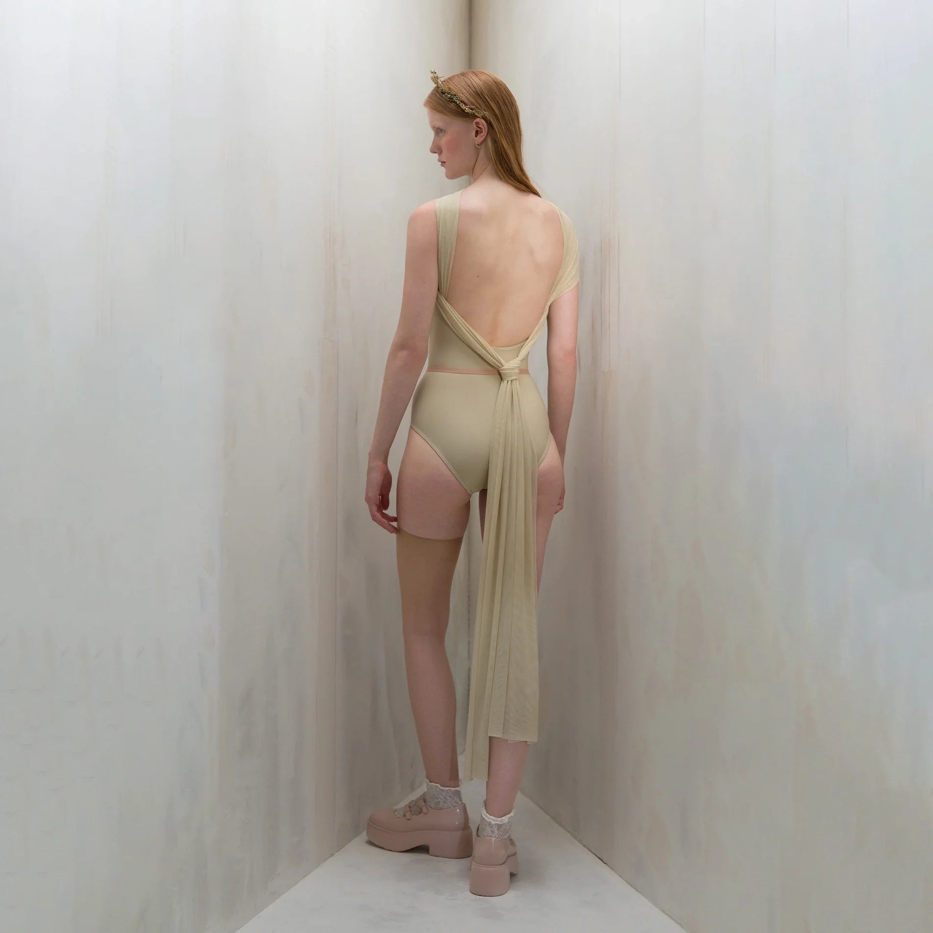 Women Vanilla "VEIL LAISSÉ" Ballet Onesies(261LE50TM/vanilla)