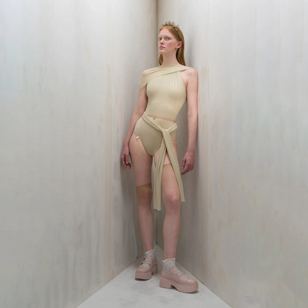 Women Vanilla "VEIL LAISSÉ" Ballet Onesies(261LE50TM/vanilla)