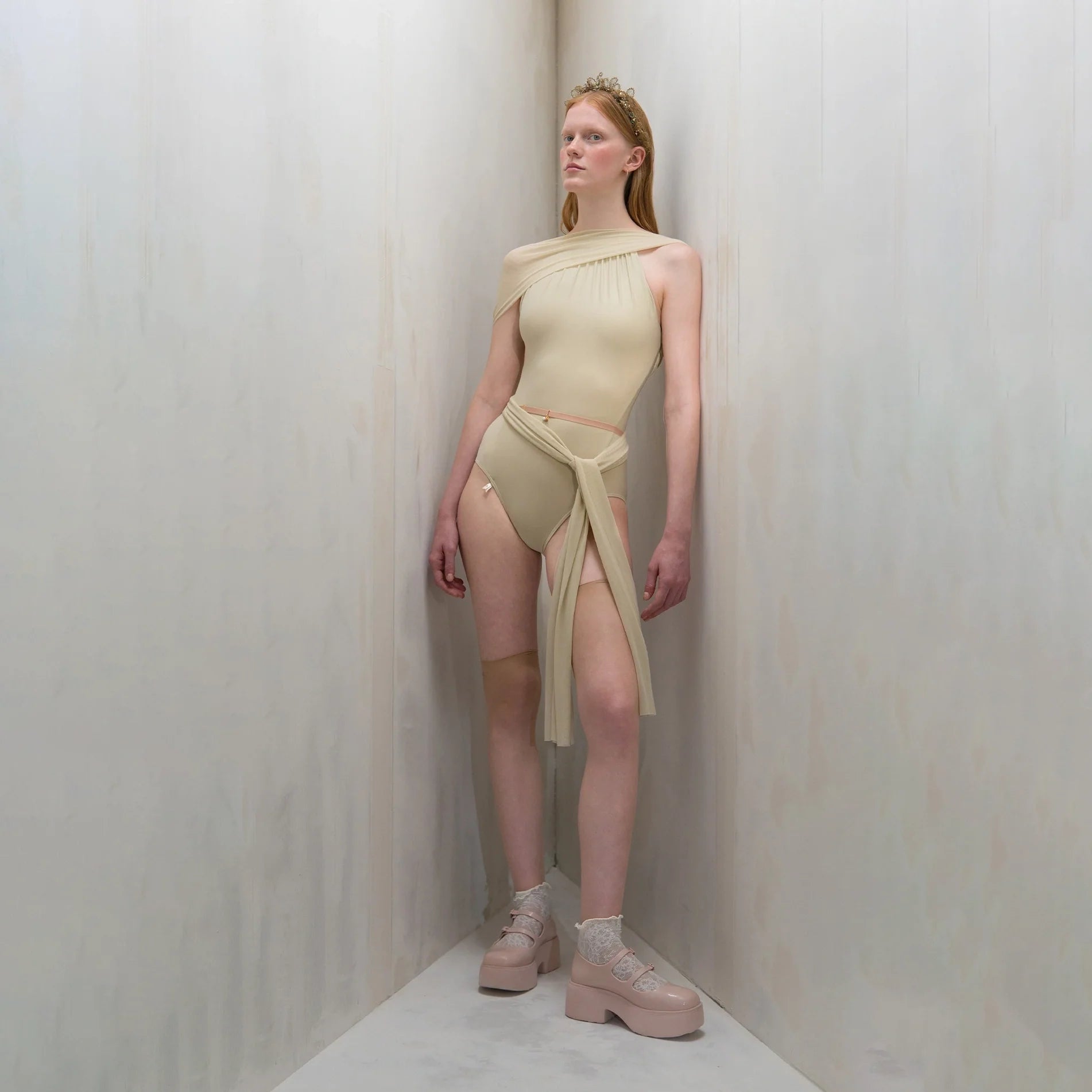 Women Vanilla "VEIL LAISSÉ" Ballet Onesies(261LE50TM/vanilla)
