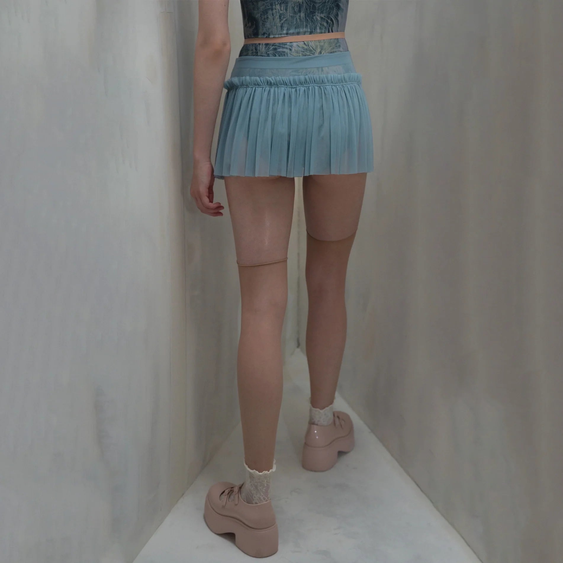 Women Misty Blue "RUCHED BUTTERFLY" Ballet Skirt(261SK05DO/misty blue)