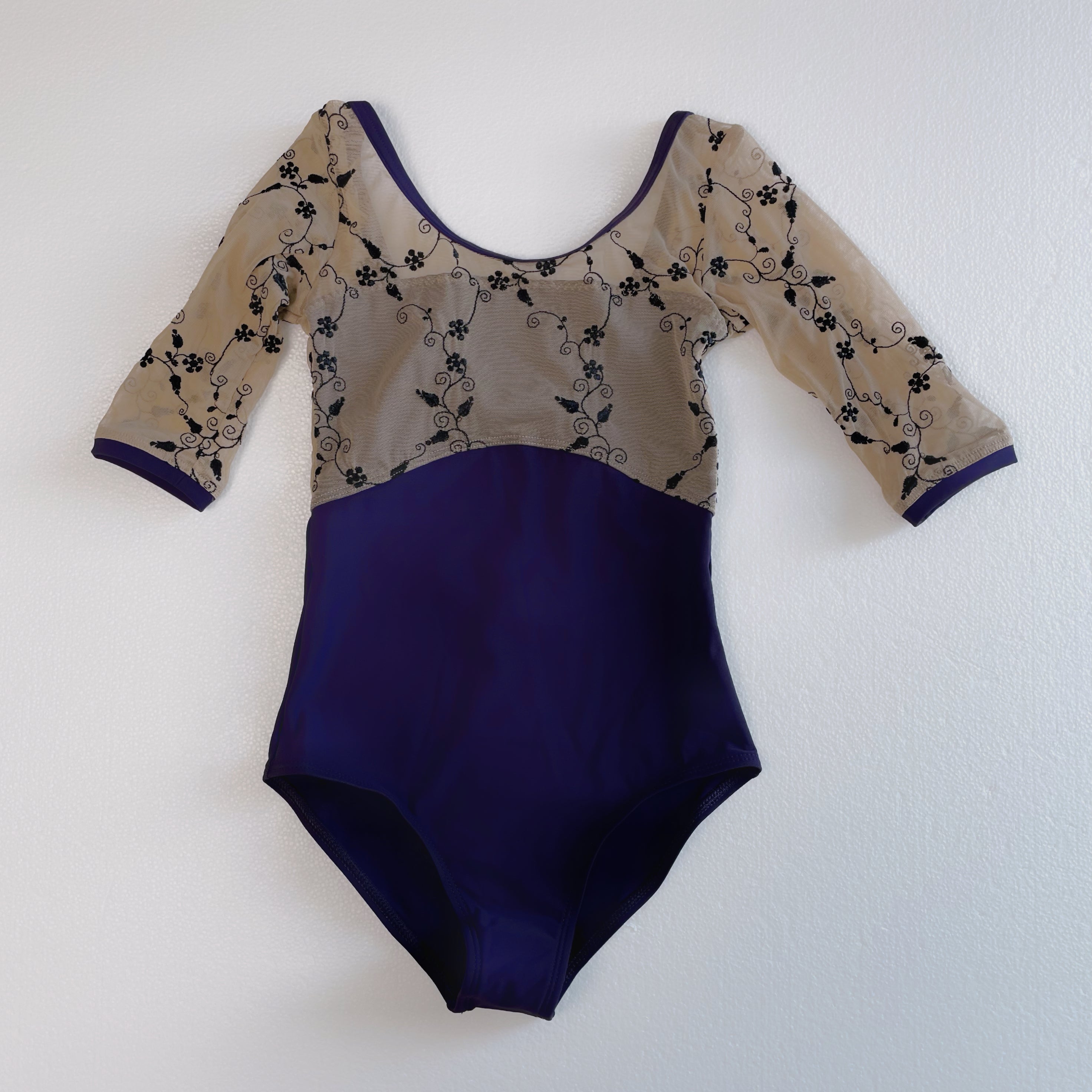 Girls Purple Embroidered Ballet Onesies