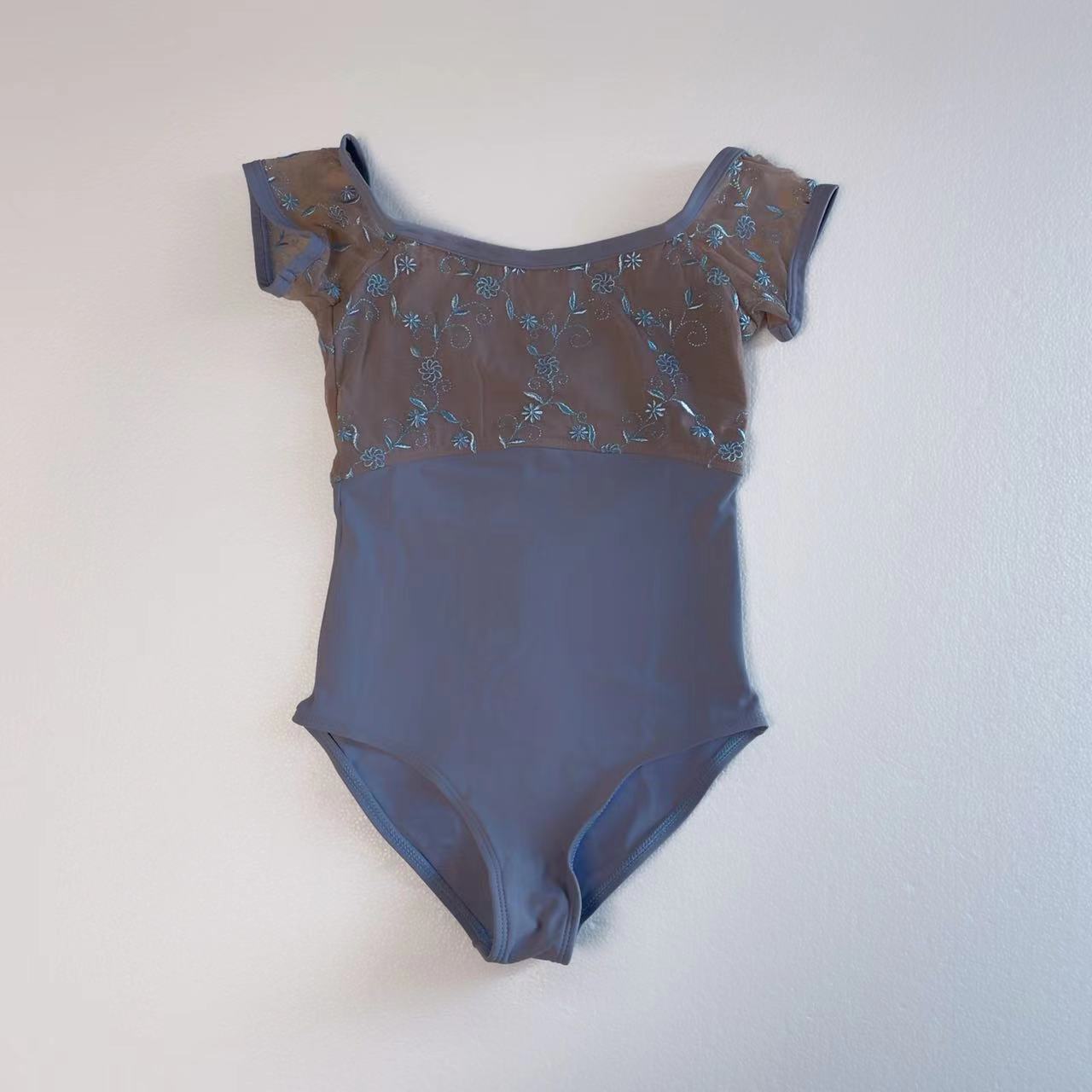 Girls Lilac Embroidered Ballet Onesies